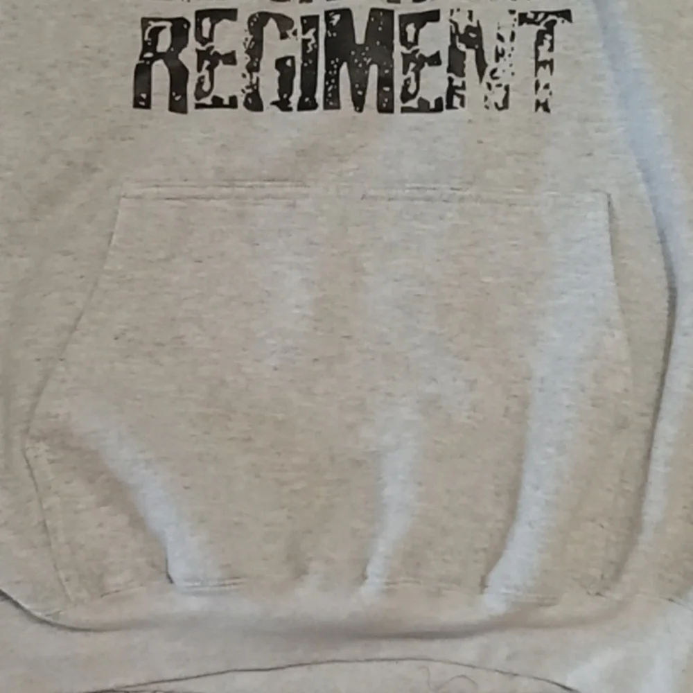 Light Gray Hood Sweater Sweatshirt Black Hawk Regiment Sz XL